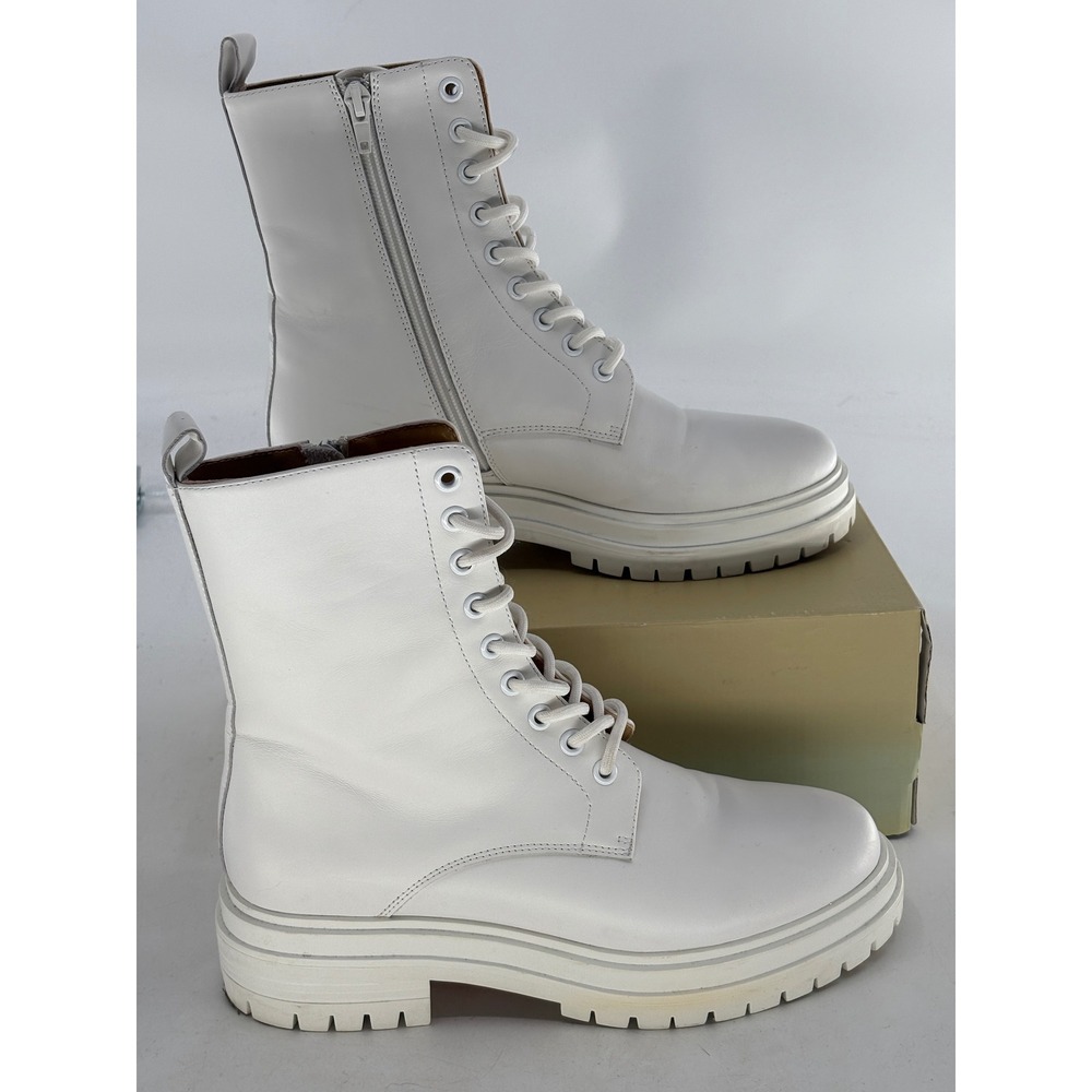 Tony Bianca Boots Wya White Women Size 8 Combat Lace‎ Up